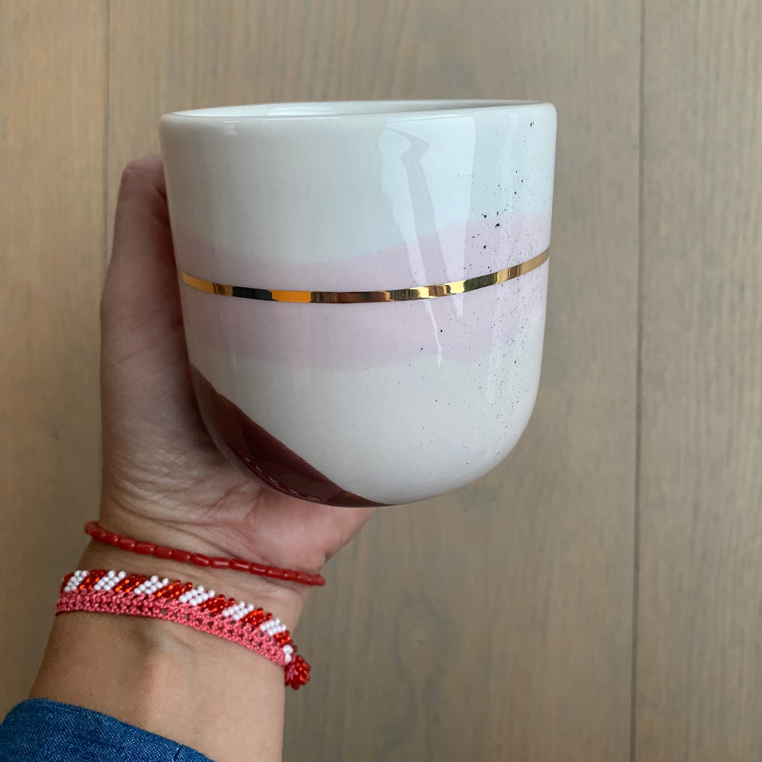 Keramikkop latte - creme, blush, choko – håndlavet keramik