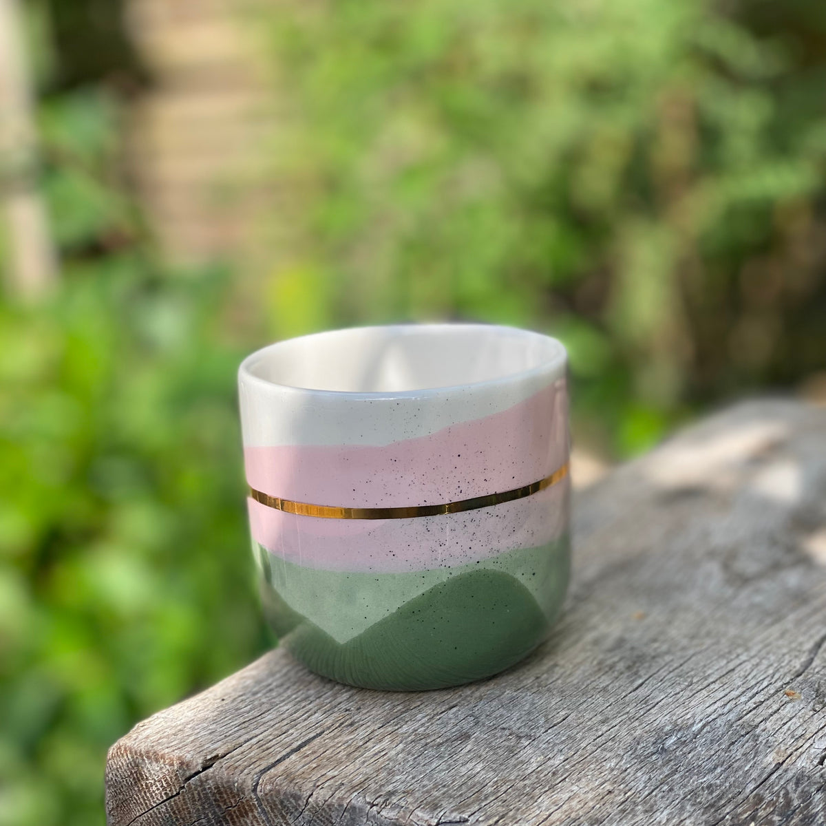 Cappuccino cup – Landscape with gold band – Summer day