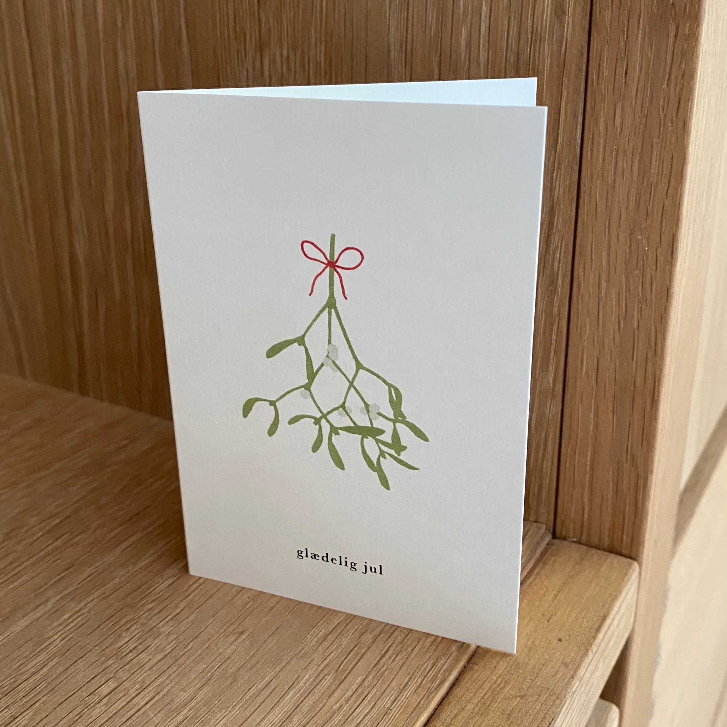 Lykønskningskort - lille kort til gaven - glædelig jul (mistelten)