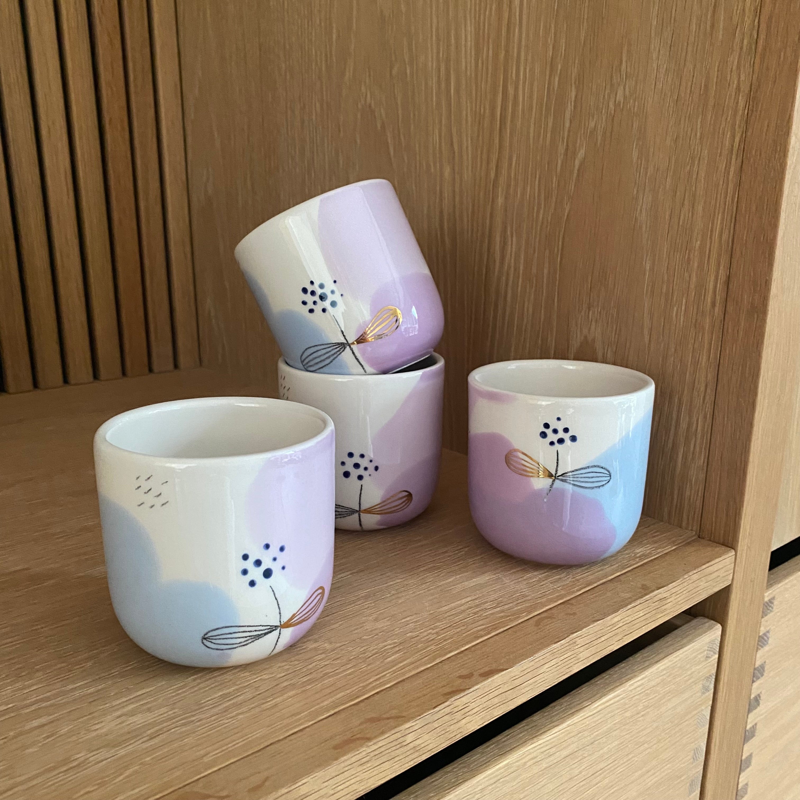 Keramikkop latte 'Blåbær' - blå og lilla serenity - håndlavet