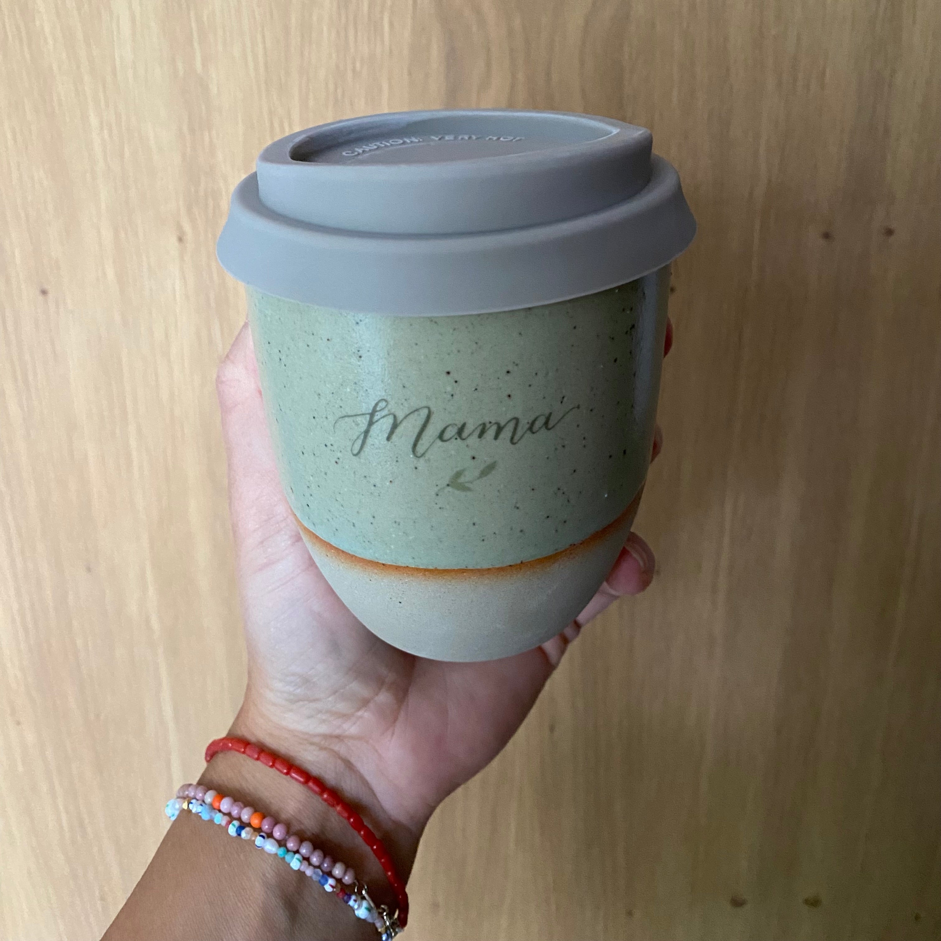 To go kop Mama - evergreen - håndlavet keramik