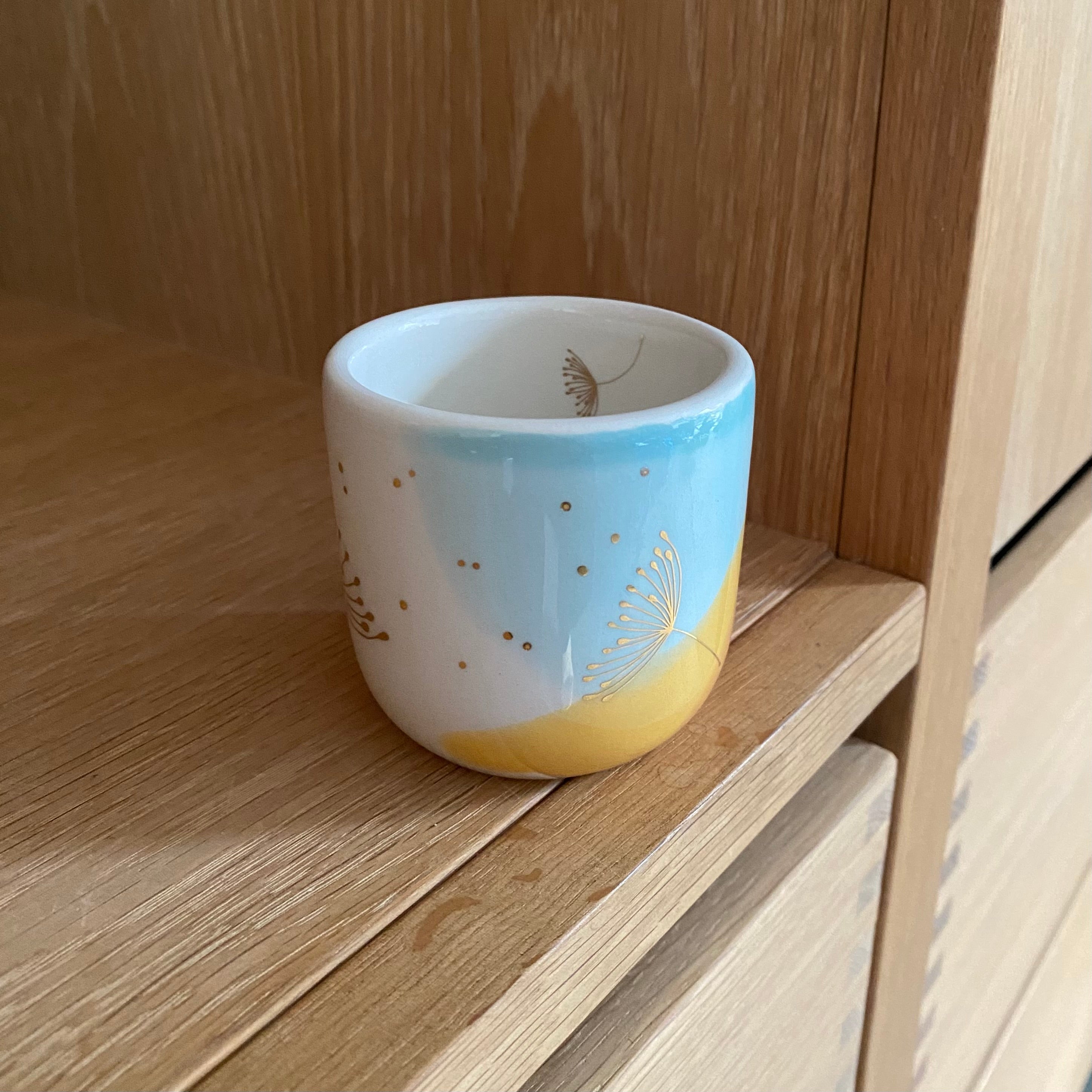 Espresso kop dandelion – koral, mint, varm gul – håndlavet keramik