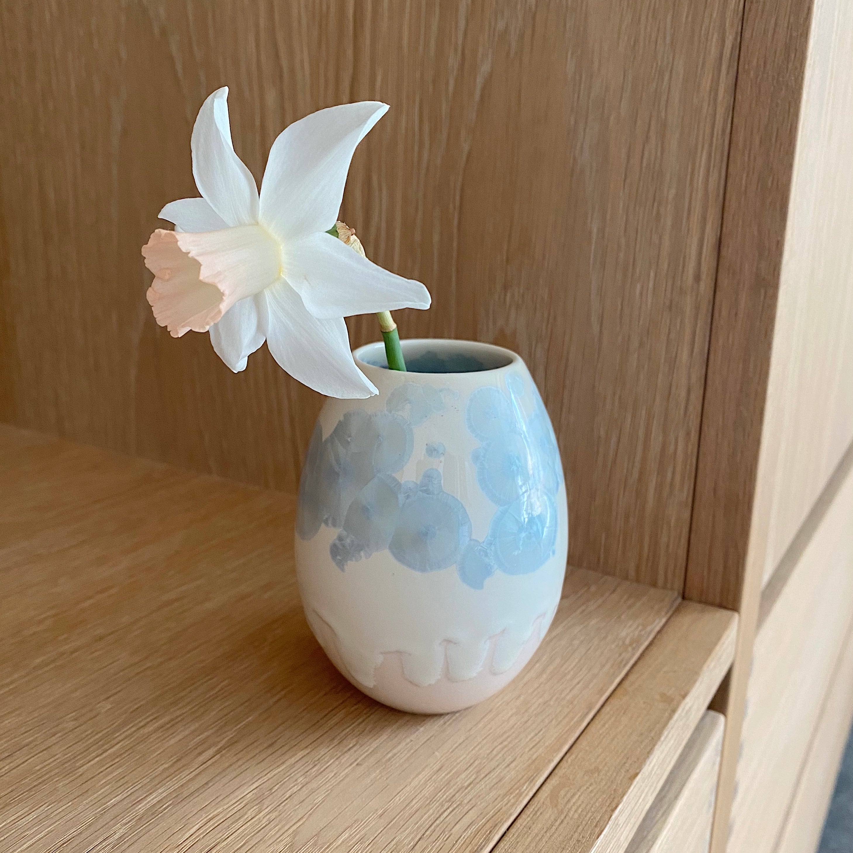 Wauw design vase med krystalglasur - lyserød, creme og turkisblå