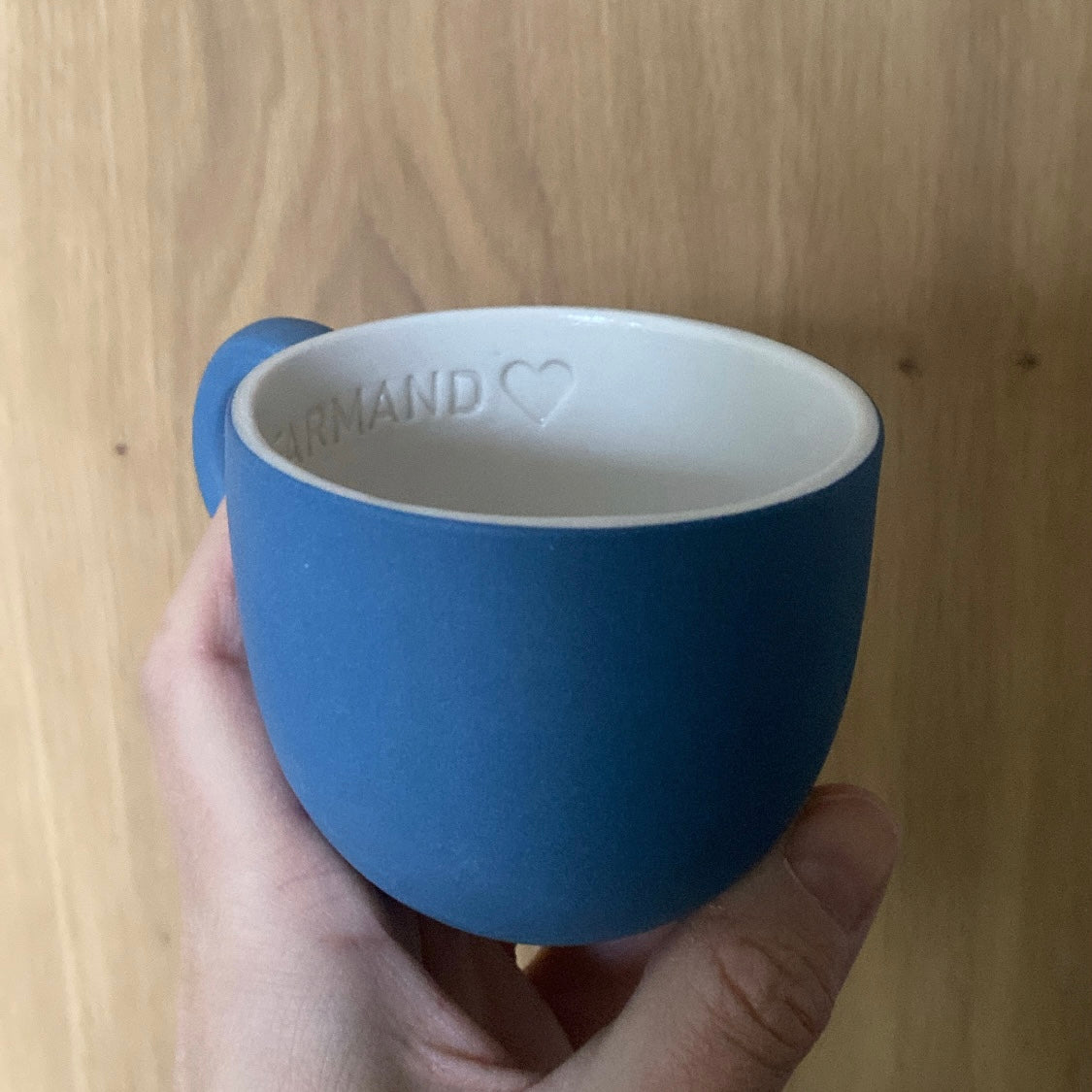 Chubby kaffekop i ocean blå håndlavet keramik