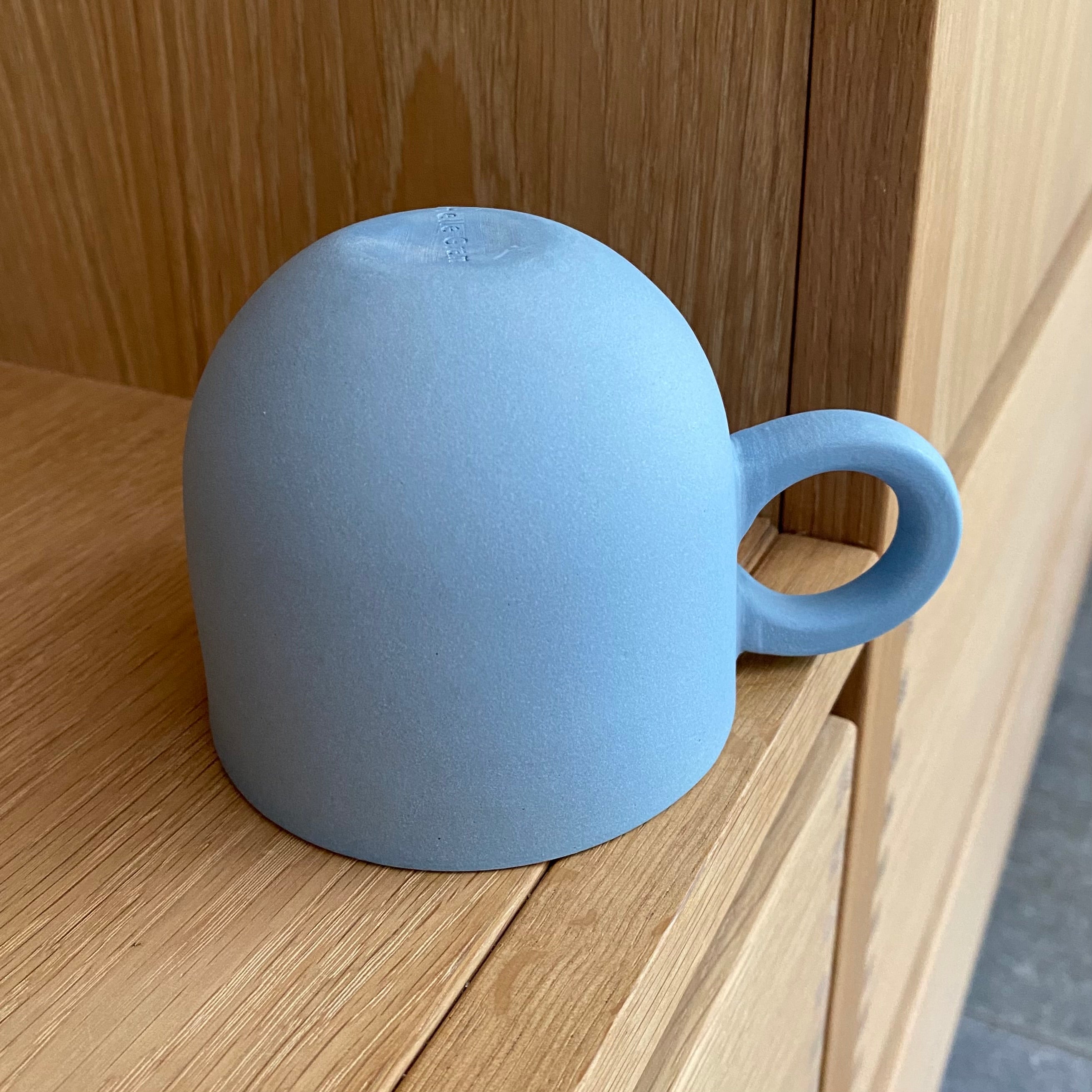 Chubby lille kaffekop i vandblå håndlavet keramik med valgfri navn eller tekst