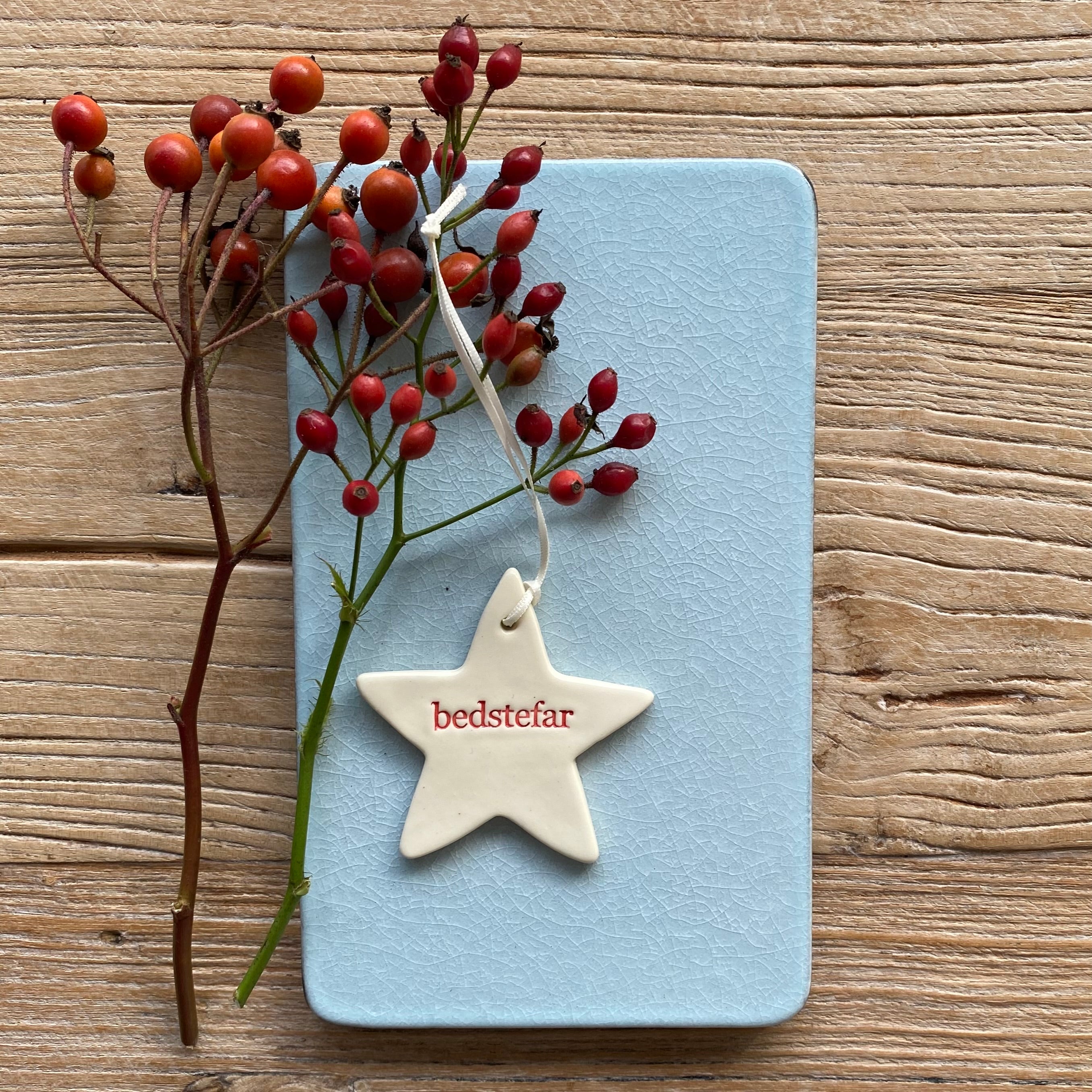 keramik julestjerne med ord bedstefar - unika:k