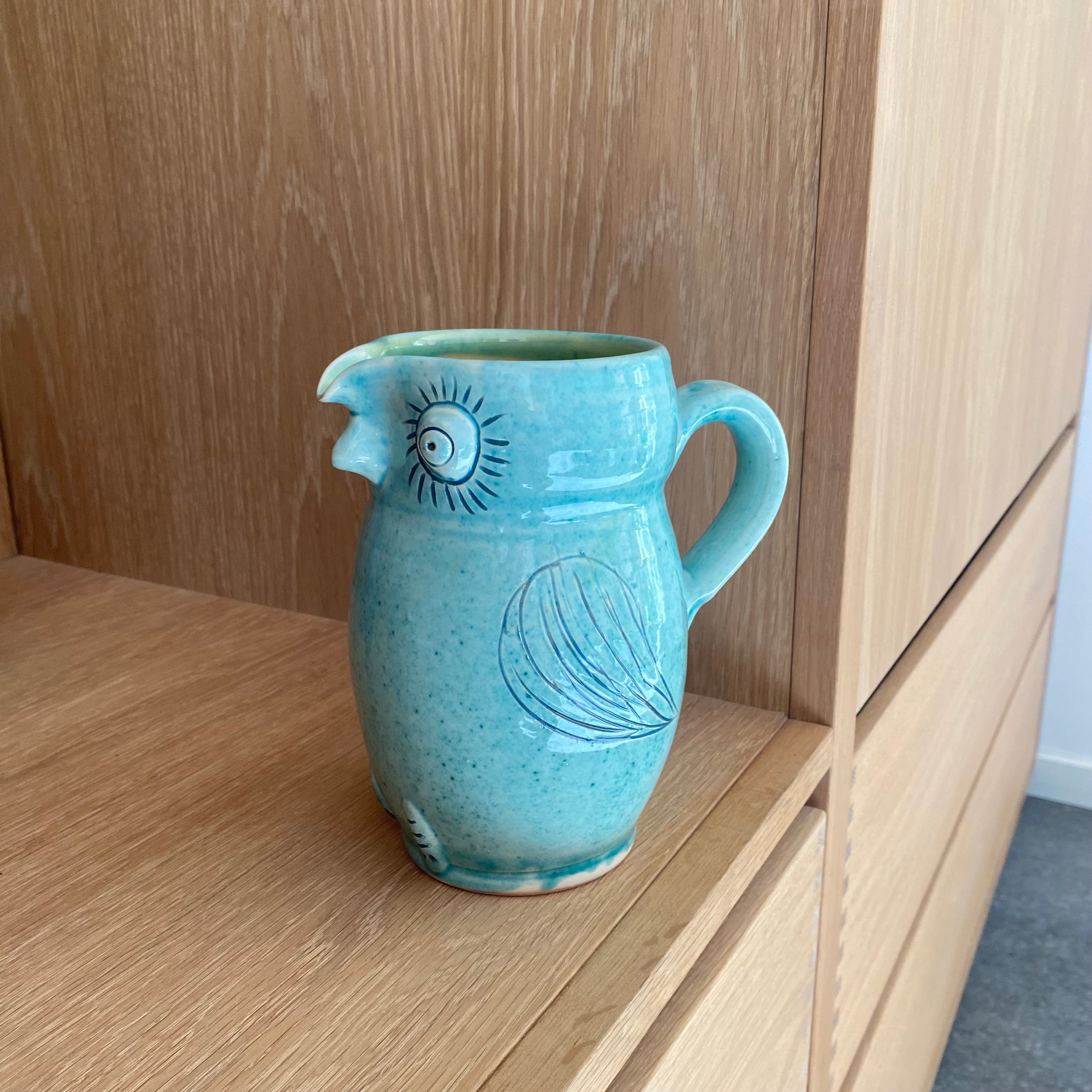 Stor uglekande i turkis hånddrejet dansk keramik – Erik Bendtsen