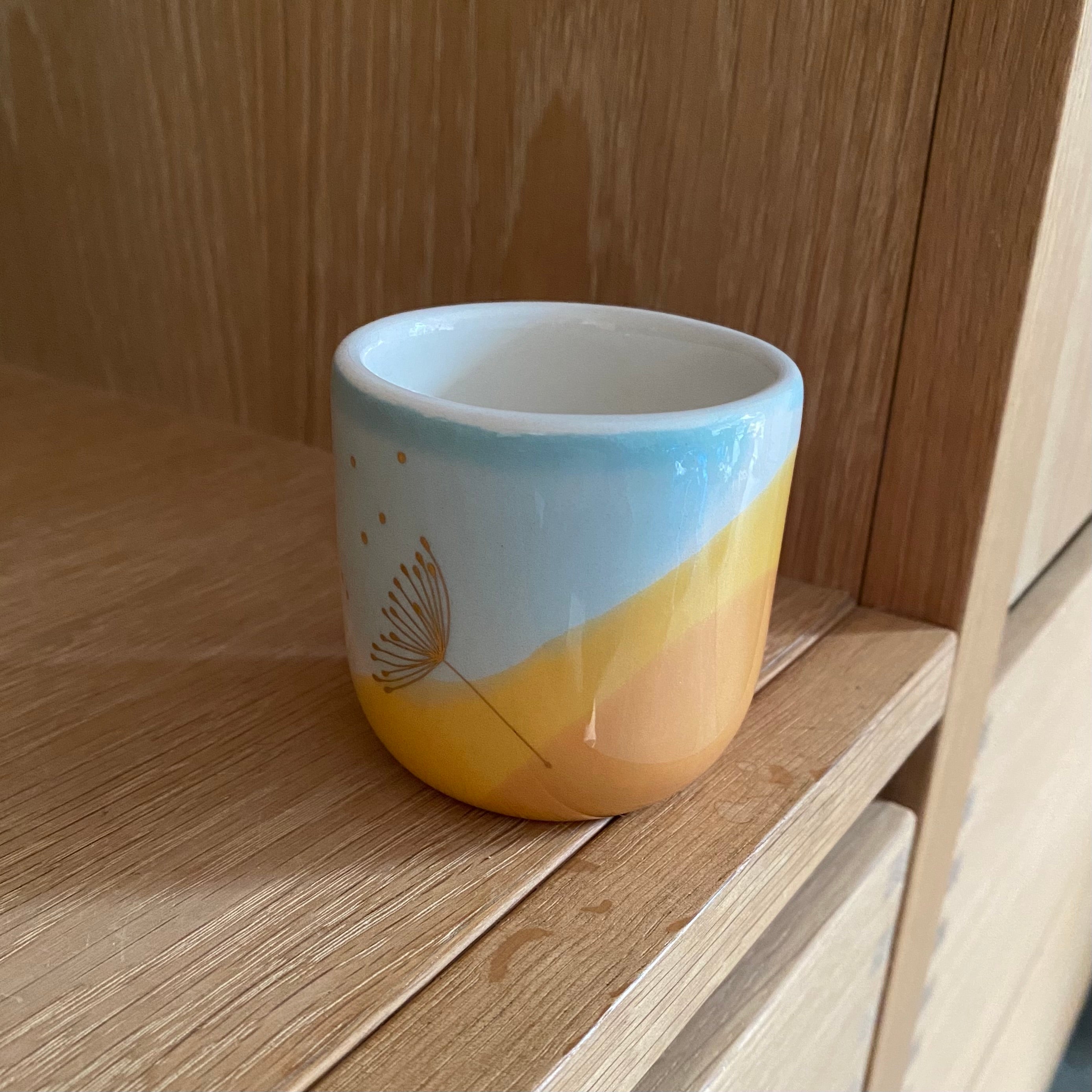 Espresso kop dandelion – koral, mint, varm gul – håndlavet keramik