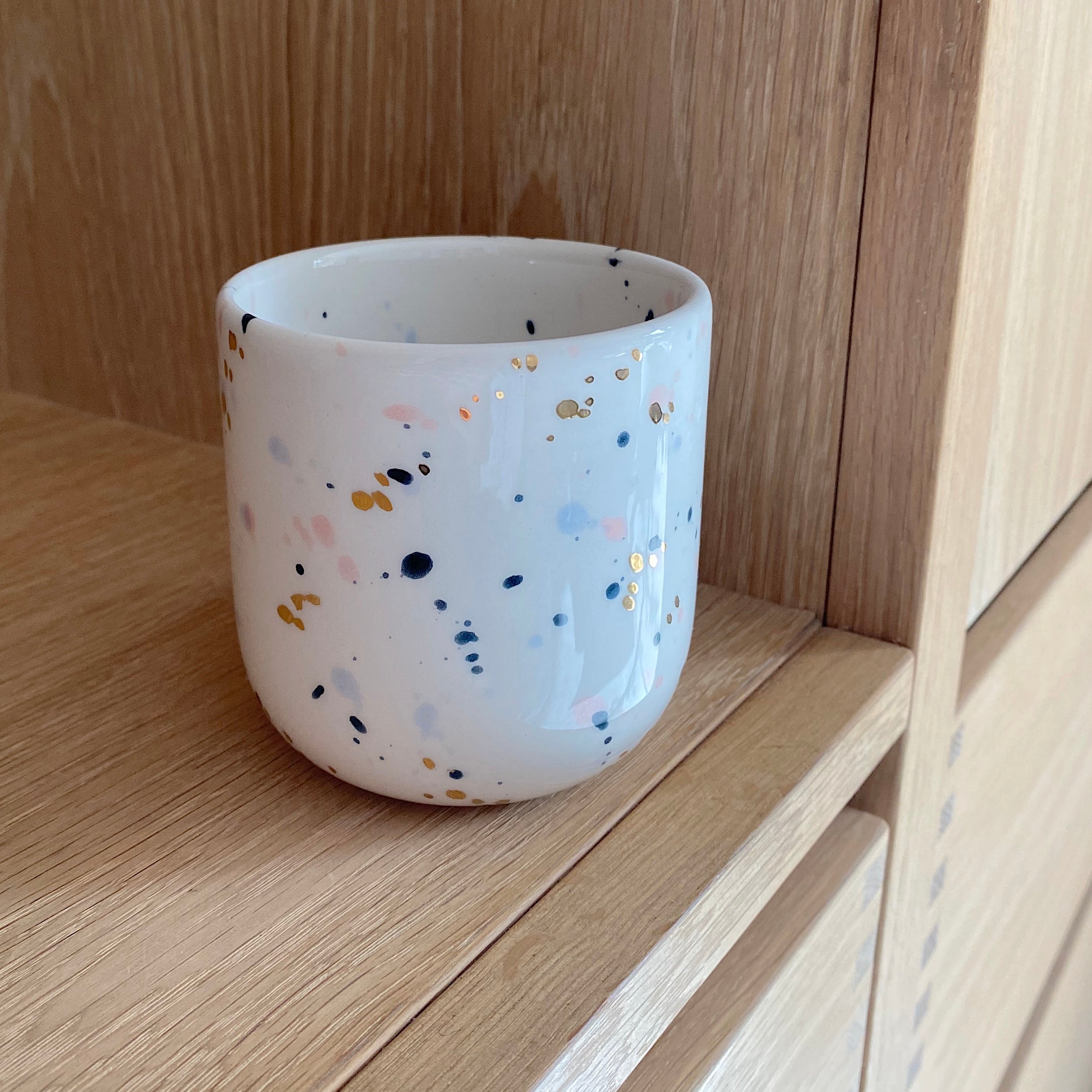 Marinski Heartmade latte cup speckles - dark blue, celestial blue, pink and gold