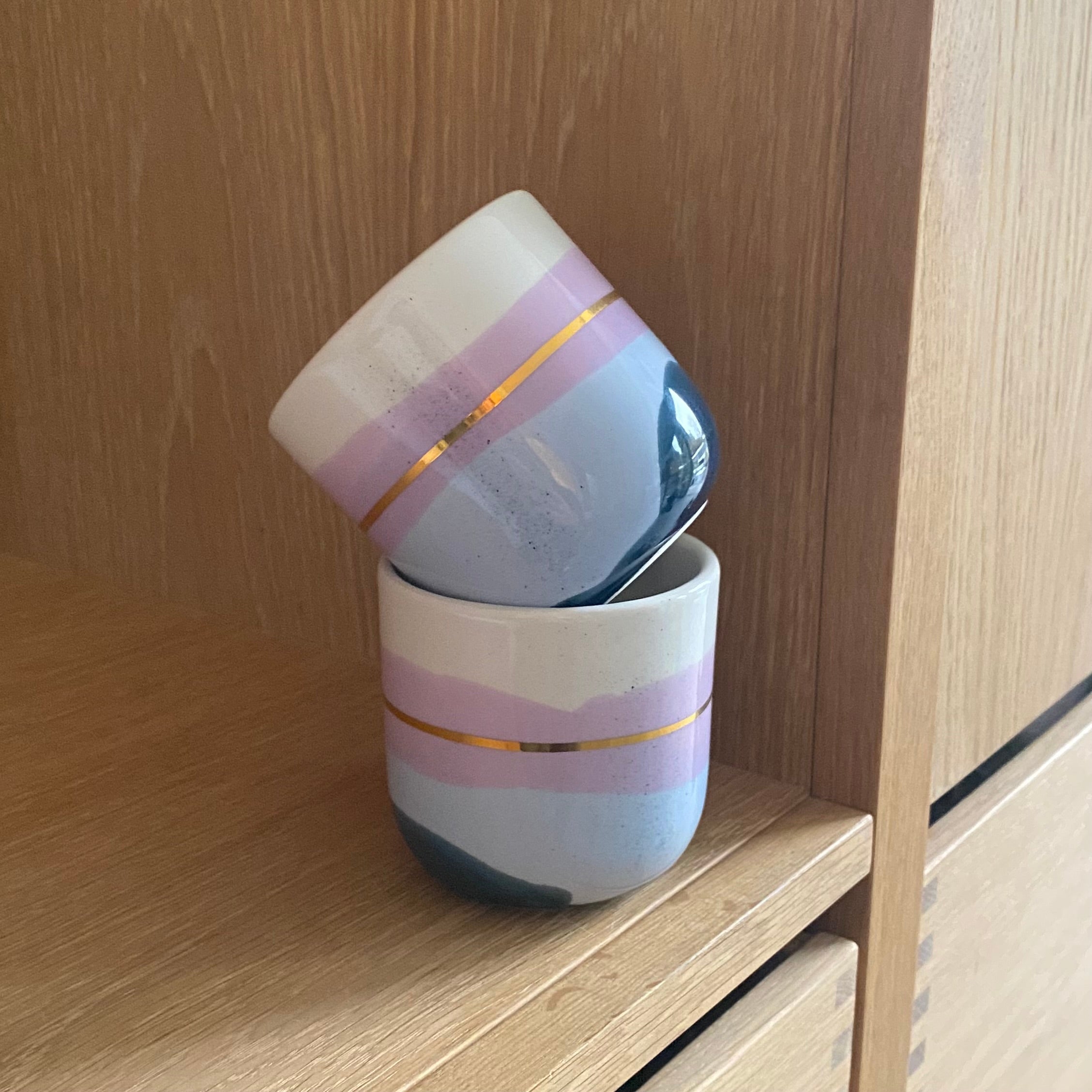 Keramikkop latte - lilla, blå, mørkeblå – håndlavet keramik