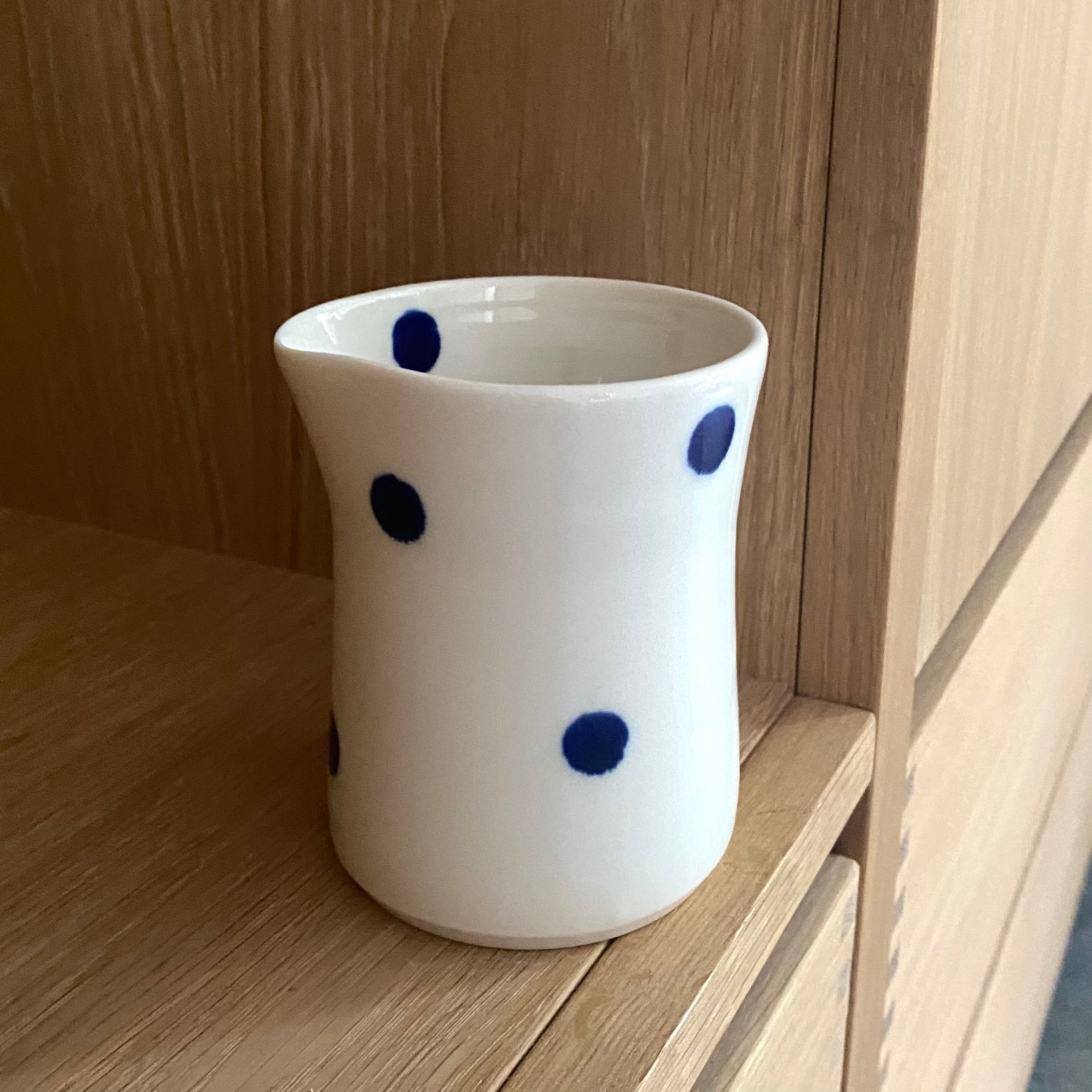 Ann-Louise Roman milk jug or vase - blue large dots