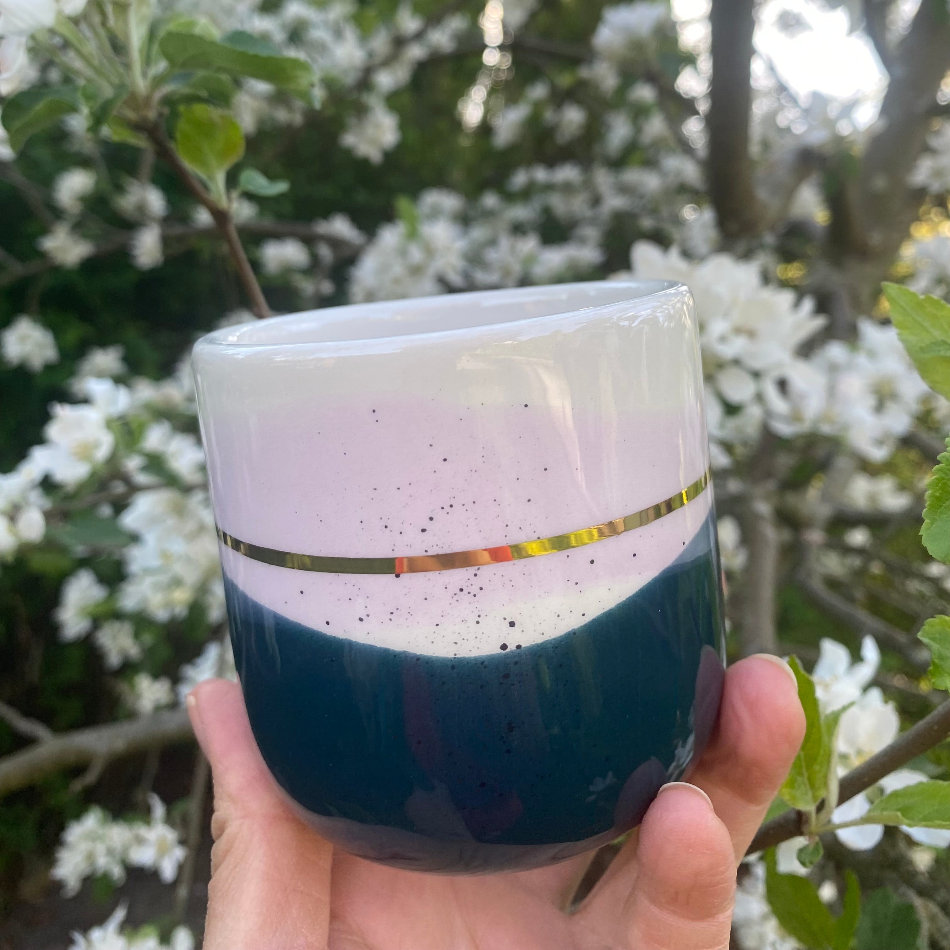 Marinski Heartmade latte cup Landscape - dark blue, light lilac