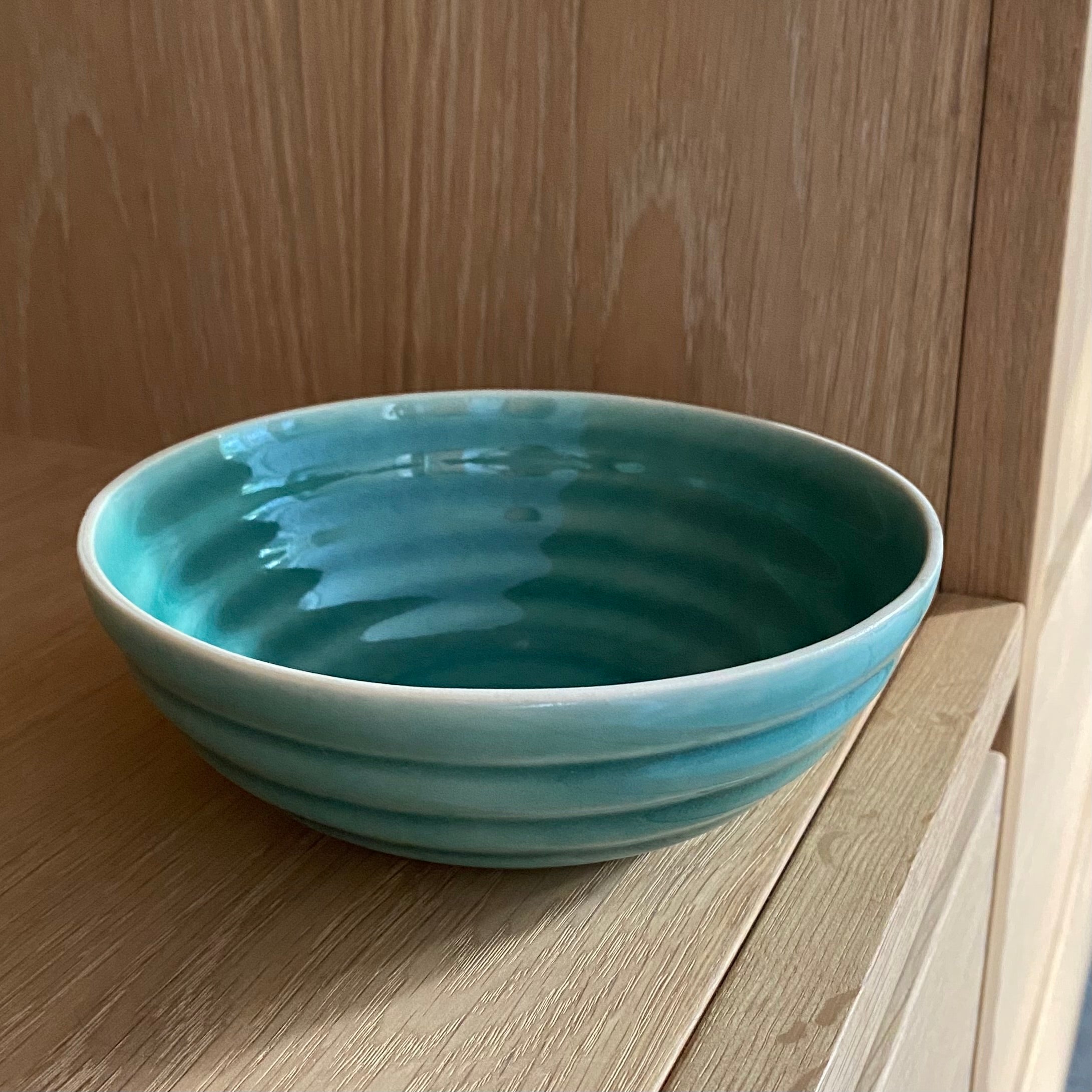 Hanne Bertelsen wide bowl Rille - gray turquoise