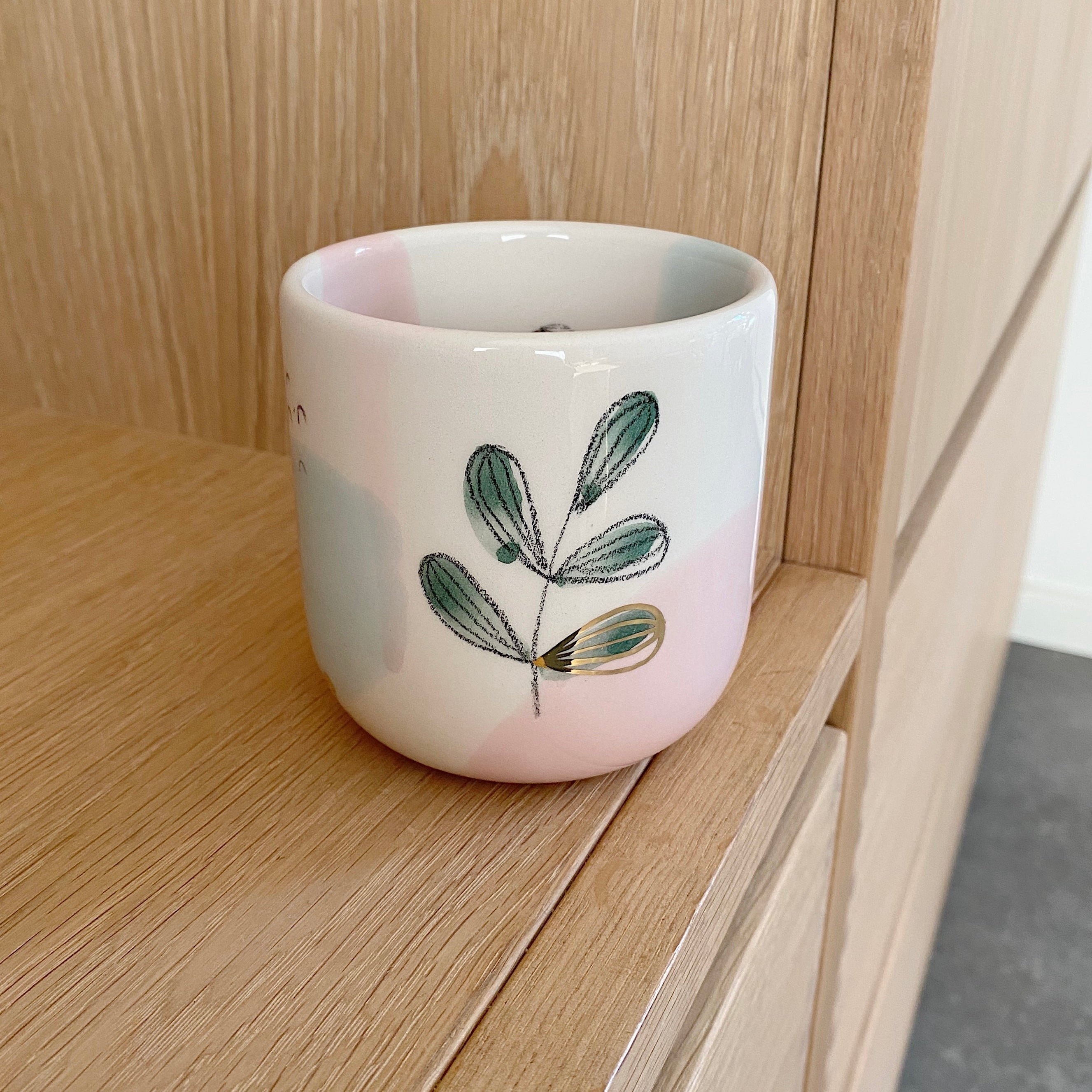 Marinski Heartmades latte kop daydream leaf - mints og pink