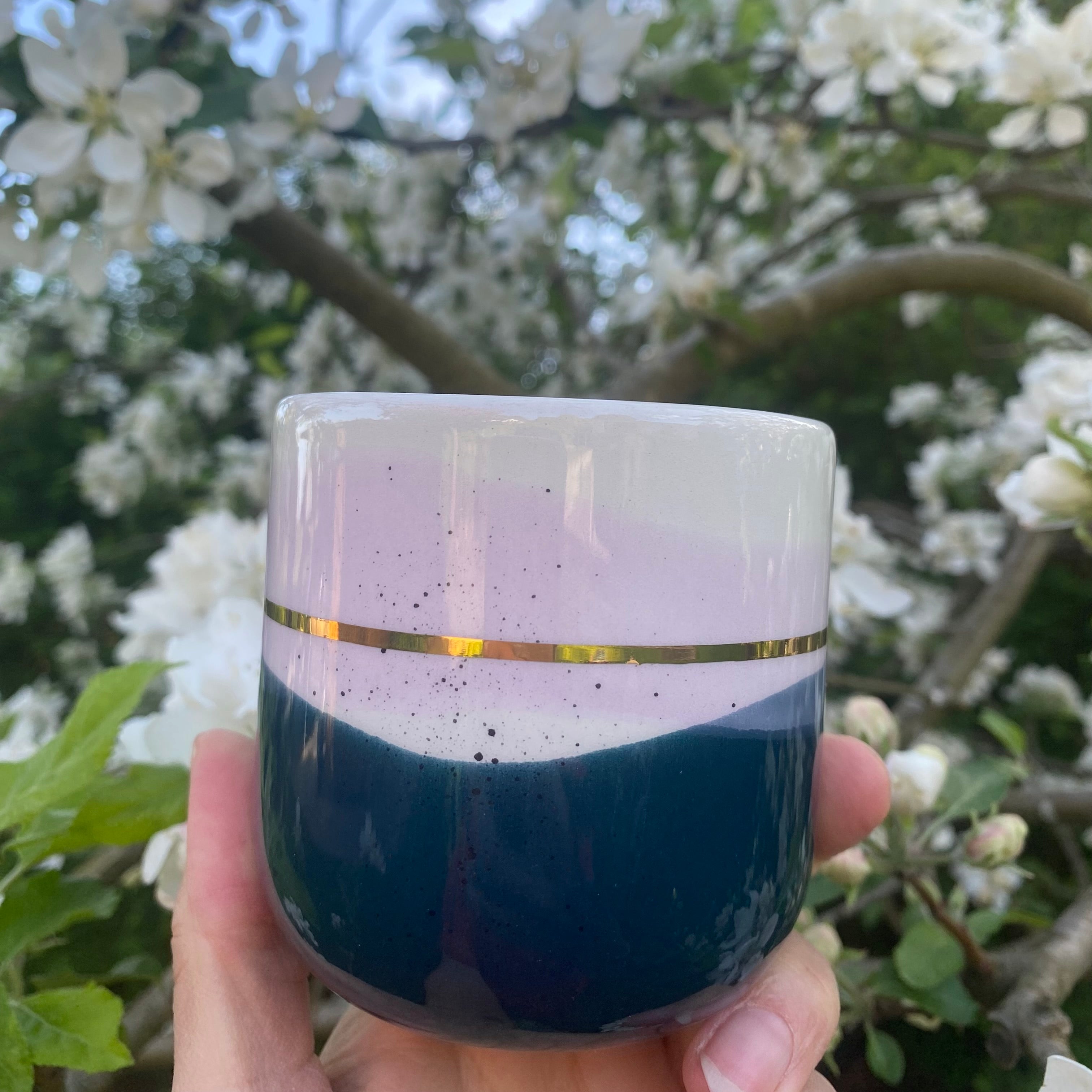 Marinski Heartmade latte cup Landscape - dark blue, light lilac