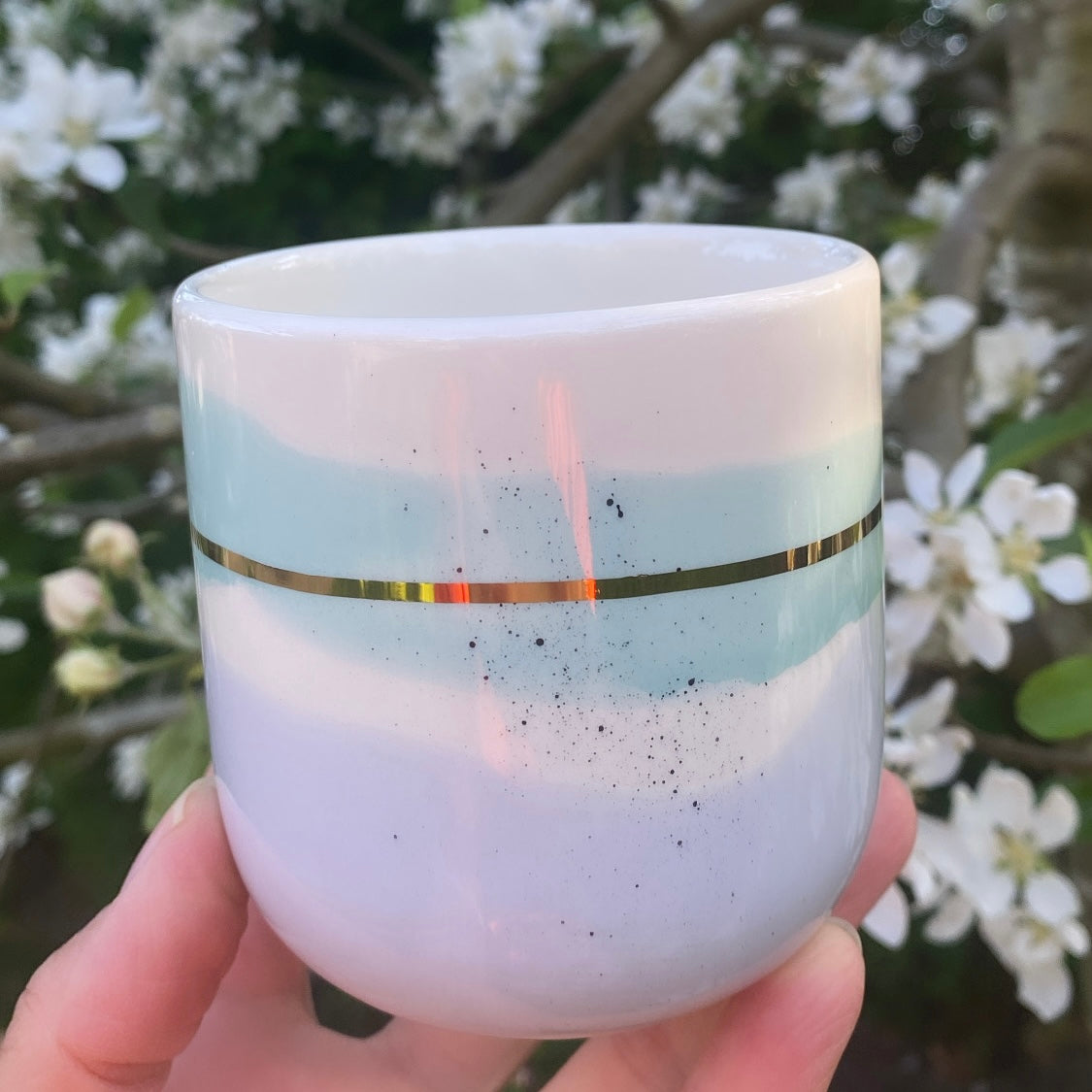 1 BACK Marinski Heartmade latte cup Landscape - light celestial blue and dusty mint