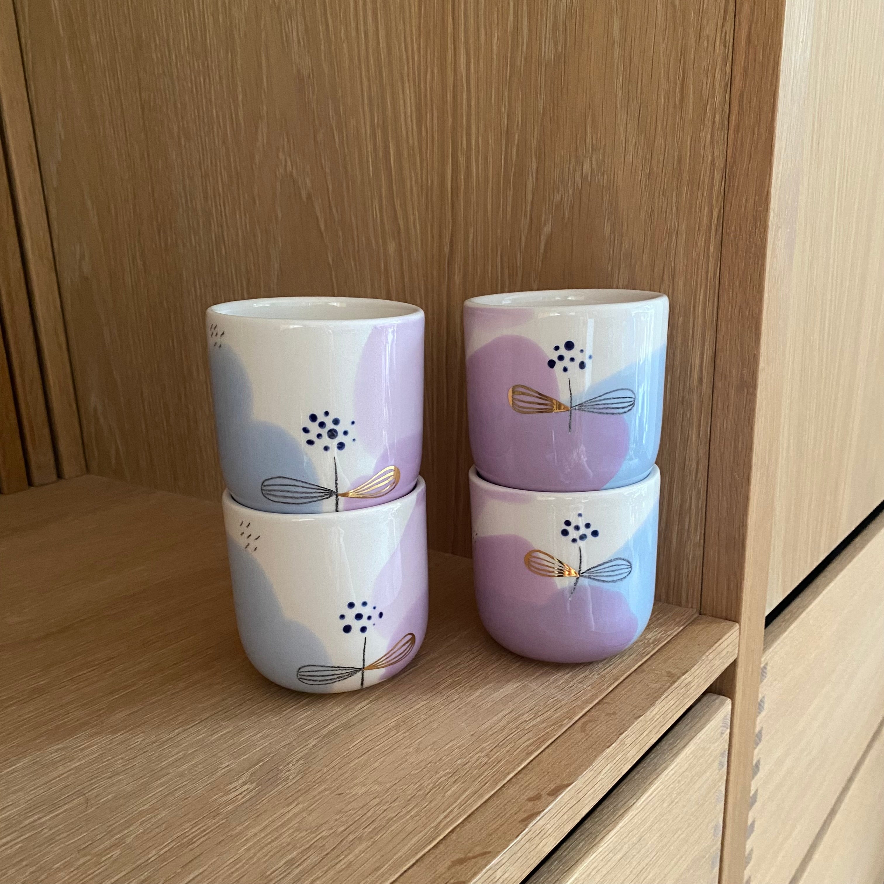 Keramikkop latte 'Blåbær' - blå og lilla serenity - håndlavet