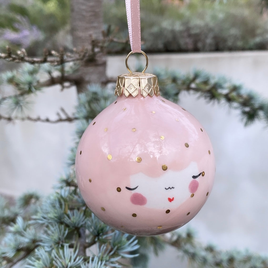 Marinski Heartmade Christmas ball small dots - blush