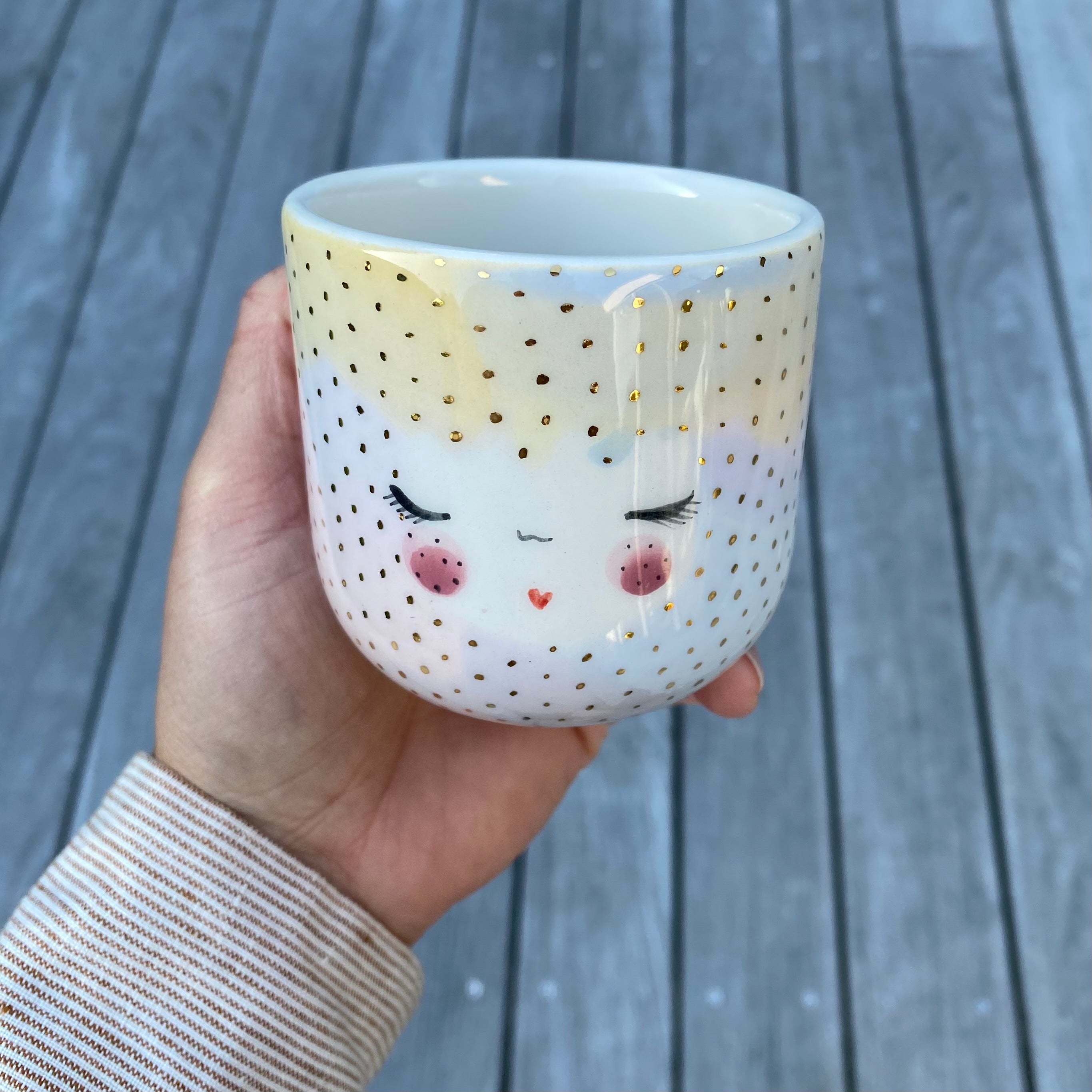 Unik cappuccinokop i stentøj – håndlavet keramik fra Marinski Heartmades