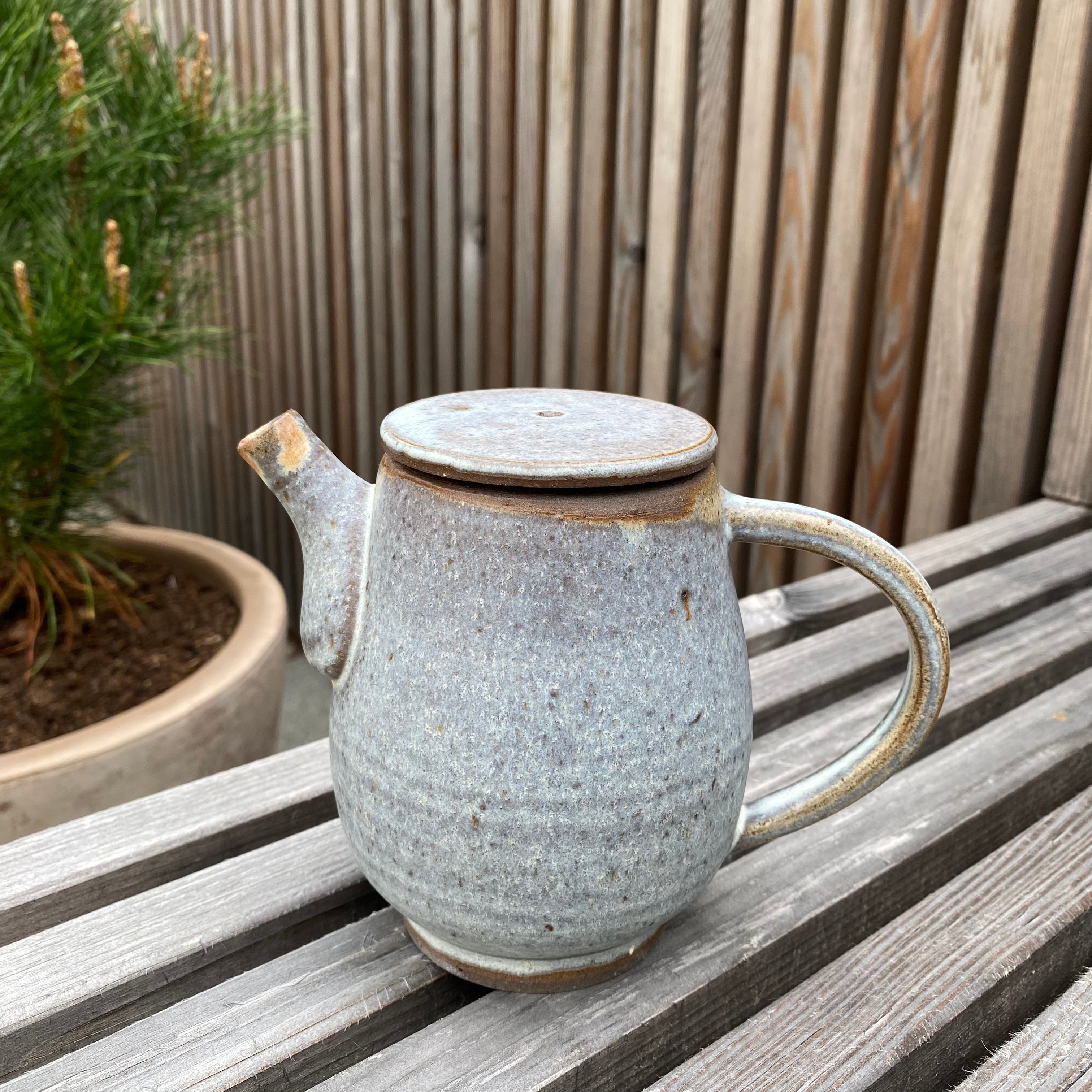 Blacksmith hand-turned teapot - blue gray no. 1