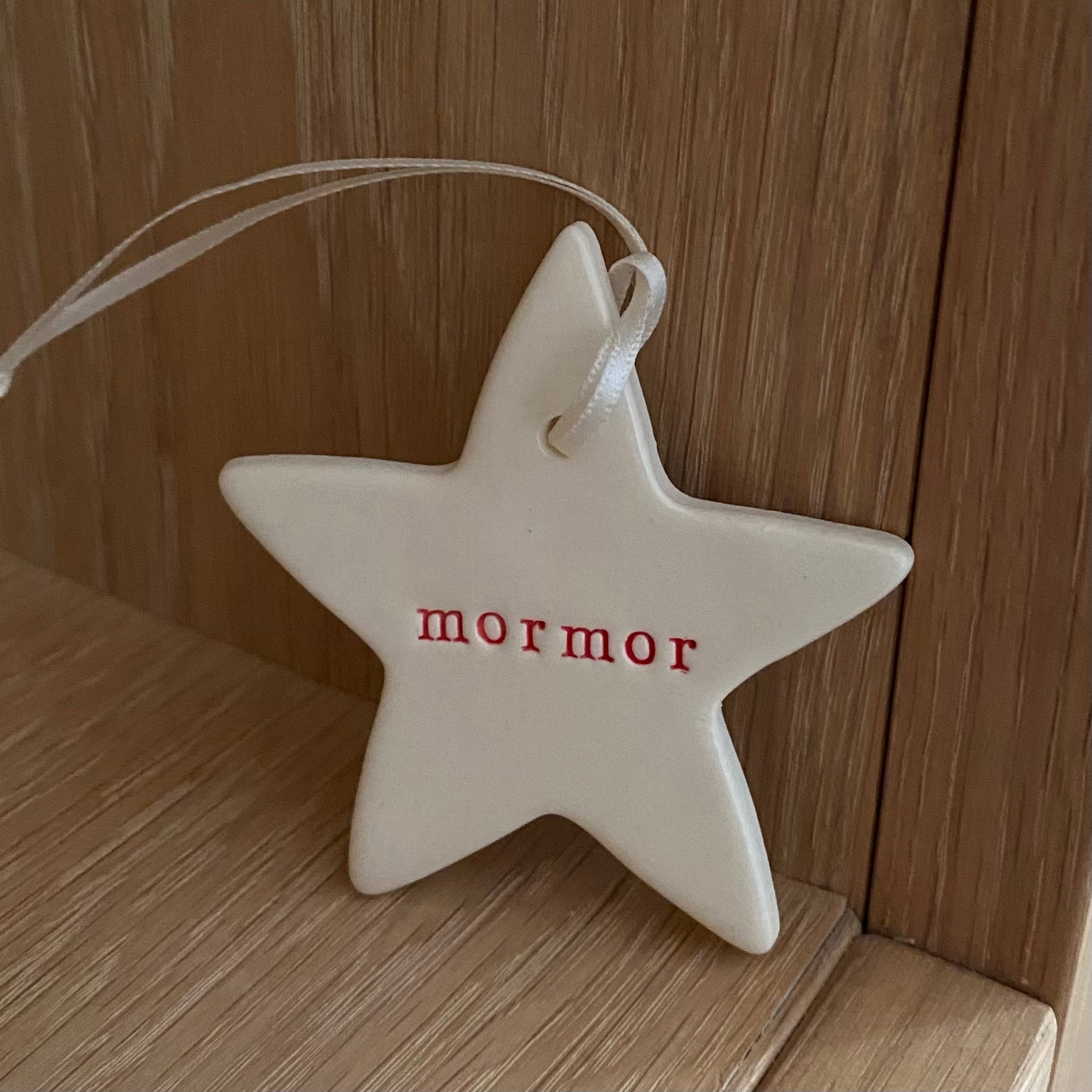 keramikstjerne med tekst mormor